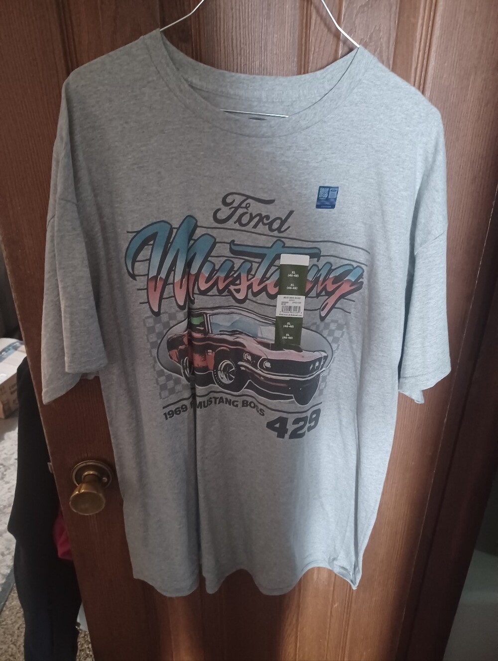 Ford Mustang Graphic Tee - Light Gray with Multi-Color Print
